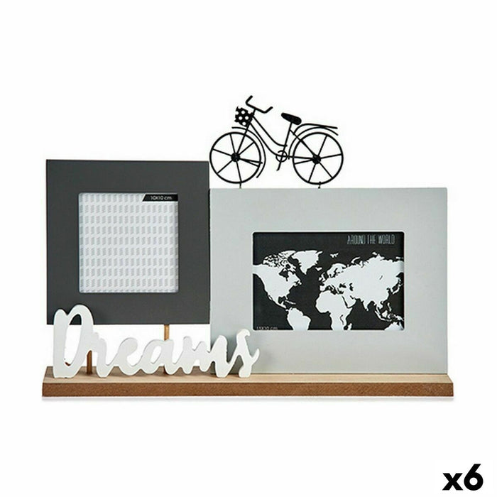 Suport pentru Poze Dreams Bicicletă Alb Negru Gri Lemn 6 x 27 x 37,5 cm (6 Unități)