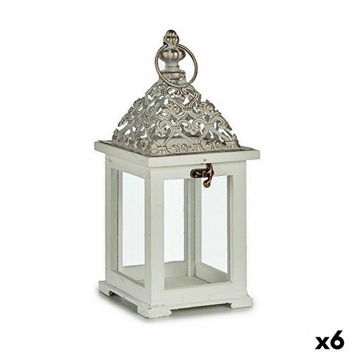 Lucerna Alb Argintiu Lemn Metal 13 x 29 x 13 cm (6 Unități)