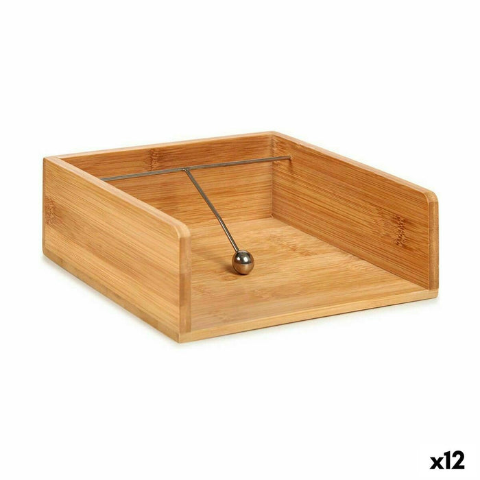 Suport pentru Șervețele Maro Bambus 18,2 x 7 x 21,6 cm (12 Unități)