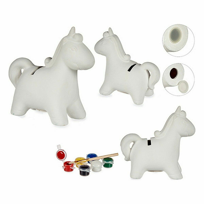 Piggy Bank pentru vopsit Unicorn Ceramică 6,4 x 13 x 14 cm (12 Unități)
