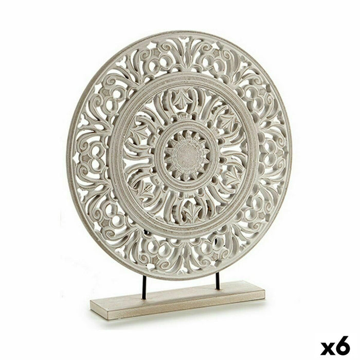 Figură Decorativă Mandala Alb 7 x 49 x 44 cm (6 Unități)