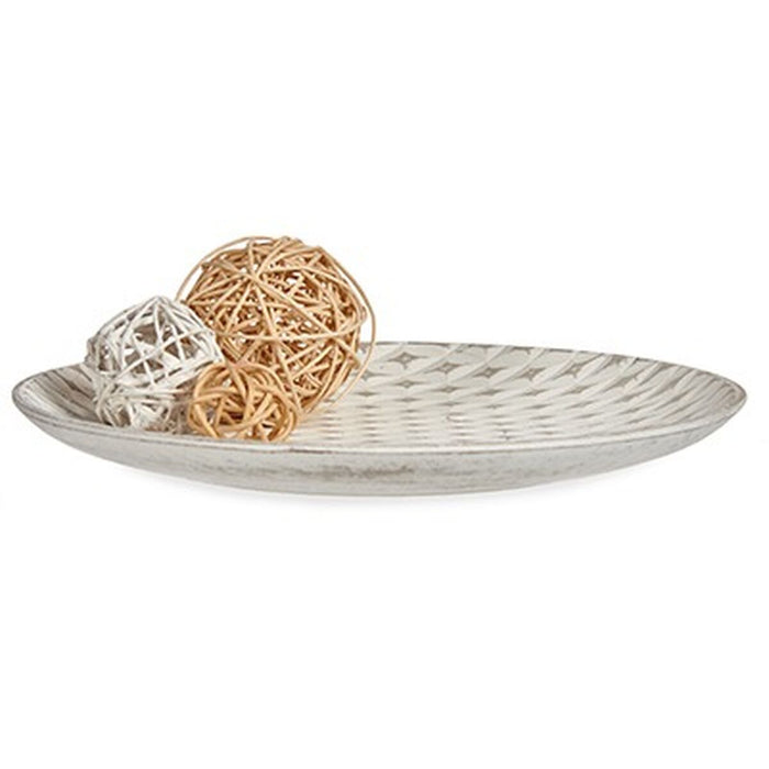 Farfurie Decorativă Ø 29 cm Romb Alb Lemn MDF (6 Unități)