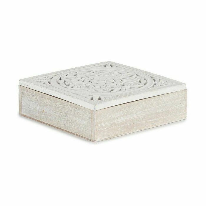 Cutie Decorativă Alb Lemn 22 x 7,5 x 22 cm (4 Unități)