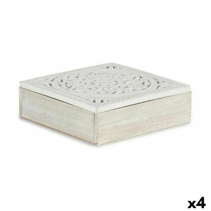 Cutie Decorativă Alb Lemn 22 x 7,5 x 22 cm (4 Unități)