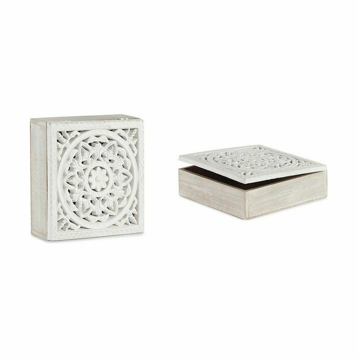 Cutie Decorativă Alb Lemn 22 x 7,5 x 22 cm (4 Unități)