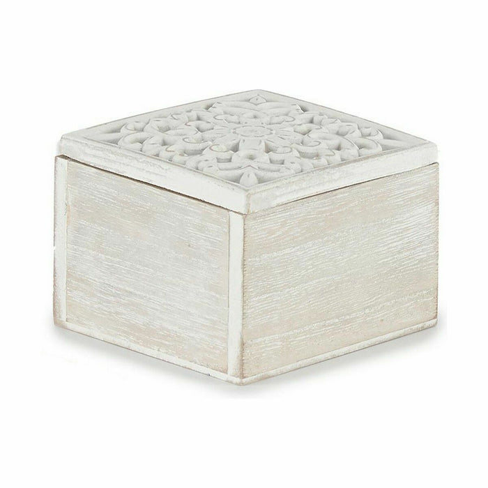 Cutie Decorativă Alb Lemn 11,5 x 8 x 11,5 cm (6 Unități)