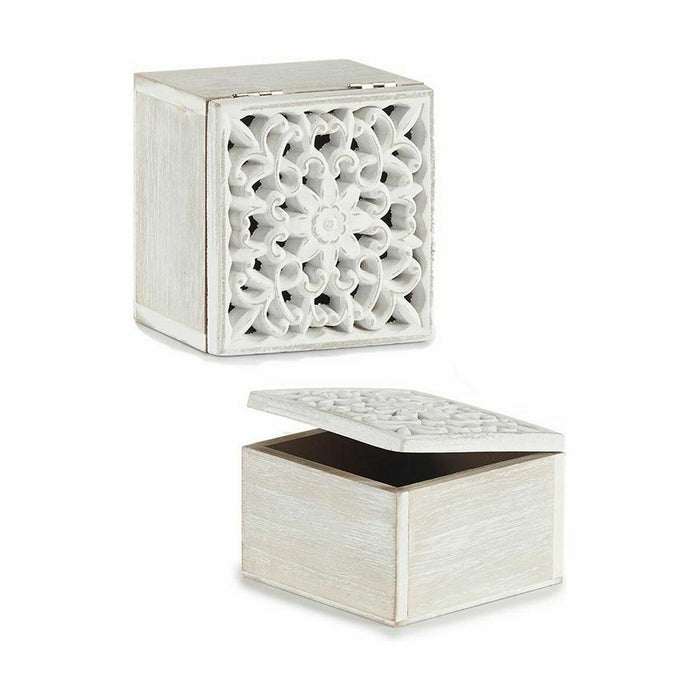 Cutie Decorativă Alb Lemn 11,5 x 8 x 11,5 cm (6 Unități)
