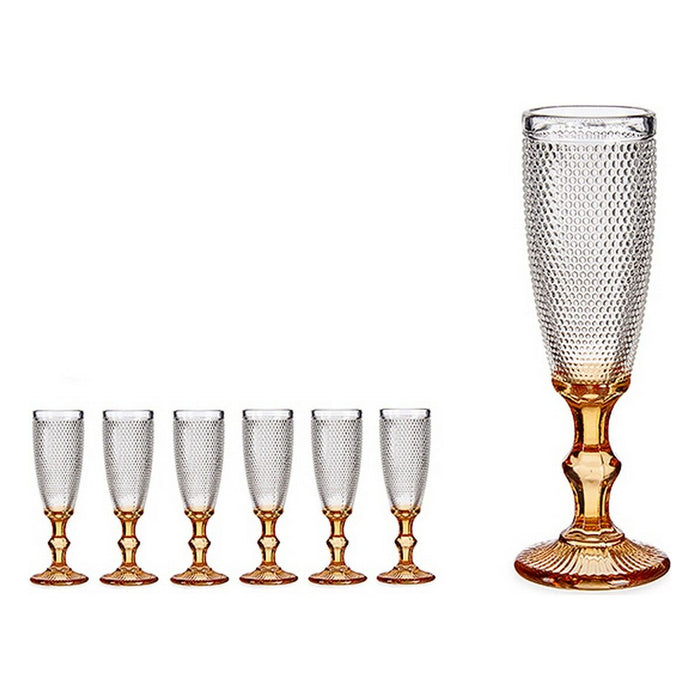 Pahar de șampanie Puncte Chihlimbar Sticlă 180 ml (6 Unități)