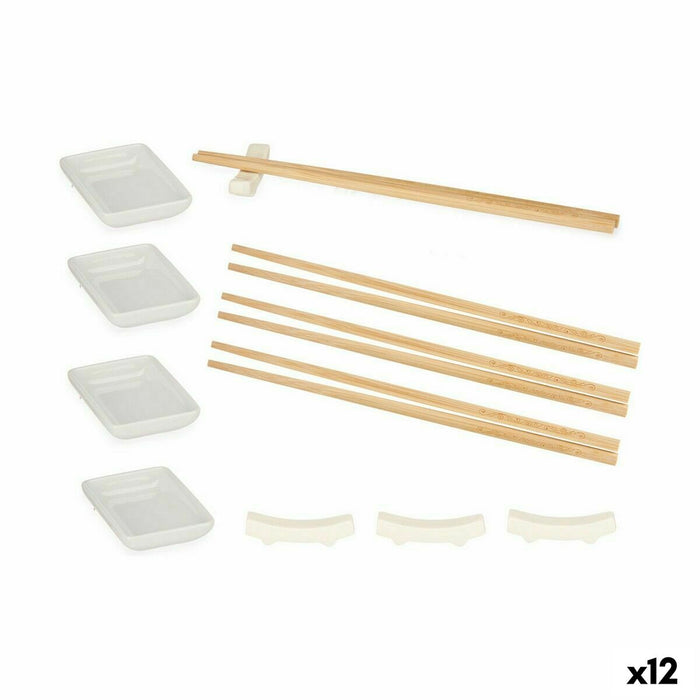 Set de Sushi Alb Ceramică (12 Unități)