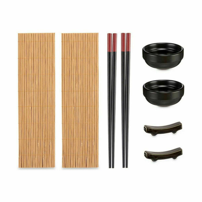 Set de Sushi Negru Bambus Gresie (12 Unități)
