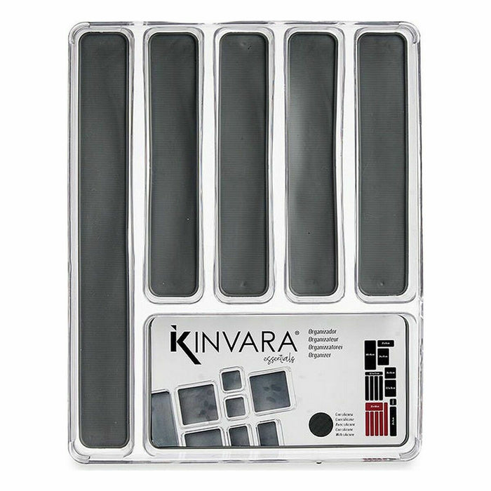 Organizator pentru tacâmuri Plastic reciclat Gri 32,3 x 4,5 x 40 cm (12 Unități)