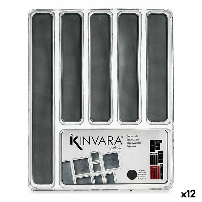 Organizator pentru tacâmuri Plastic reciclat Gri 32,3 x 4,5 x 40 cm (12 Unități)