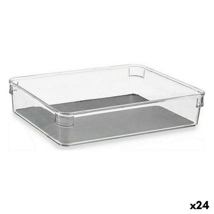 Organizatorul de Sertare Plastic reciclat Gri 16 x 4,5 x 24 cm (24 Unități)