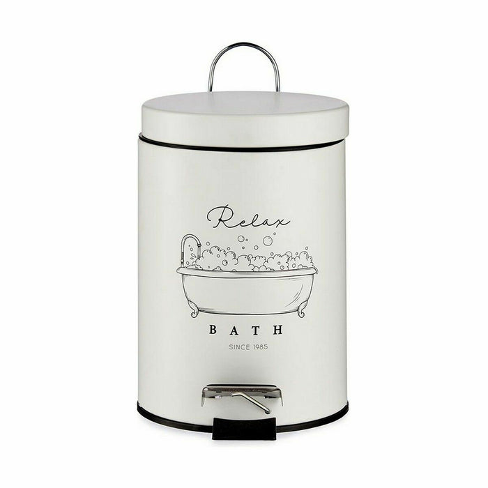 Coș de gunoi pentru hârtie cu pedală Relax Bath Alb Negru Oțel Plastic 3 L (6 Unități)