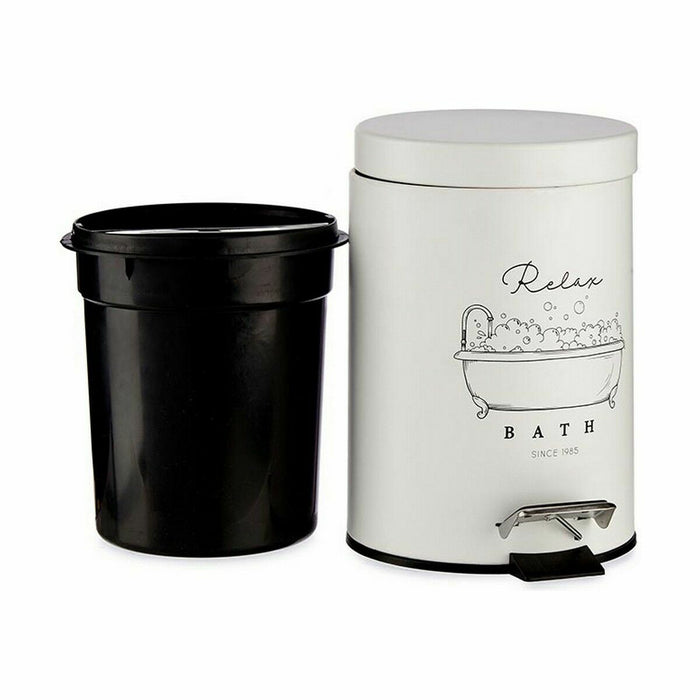 Coș de gunoi pentru hârtie cu pedală Relax Bath Alb Negru Oțel Plastic 3 L (6 Unități)