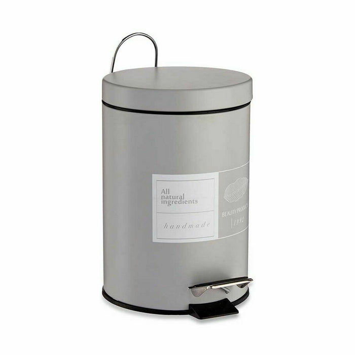 Coș de gunoi pentru hârtie cu pedală Beauty Products Alb Gri Oțel Plastic 3 L (6 Unități)