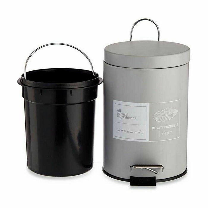 Coș de gunoi pentru hârtie cu pedală Beauty Products Alb Gri Oțel Plastic 3 L (6 Unități)