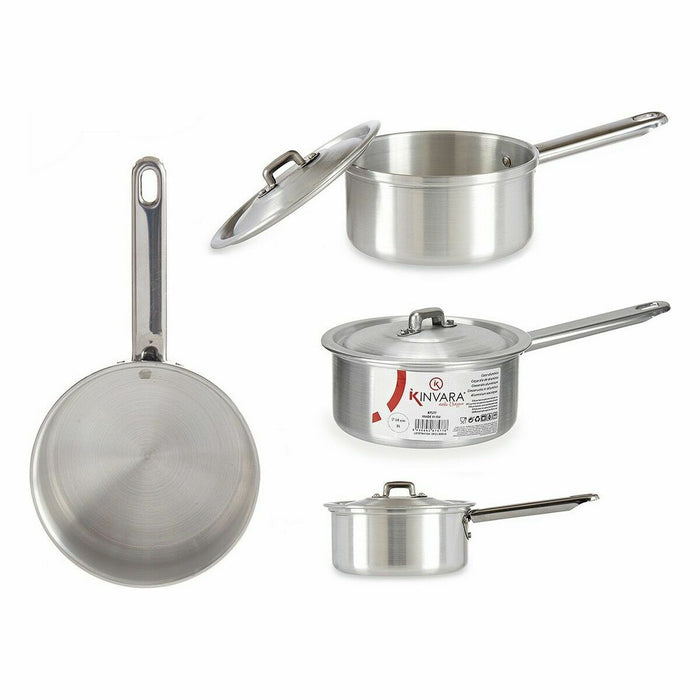 Caserolă cu capac Ø 14 cm Argintiu Aluminiu 1 L (10 Unități)