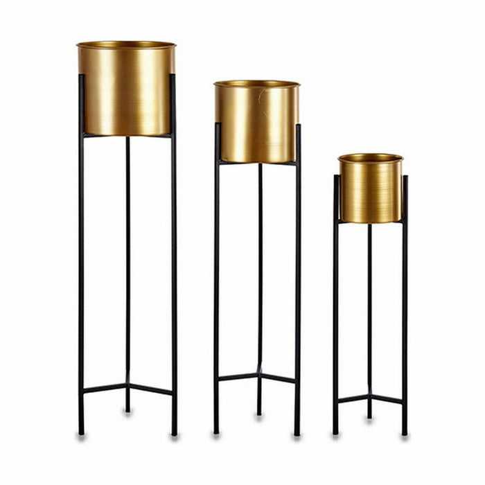 Set de jardiniere Negru Auriu* Metal (2 Unități)