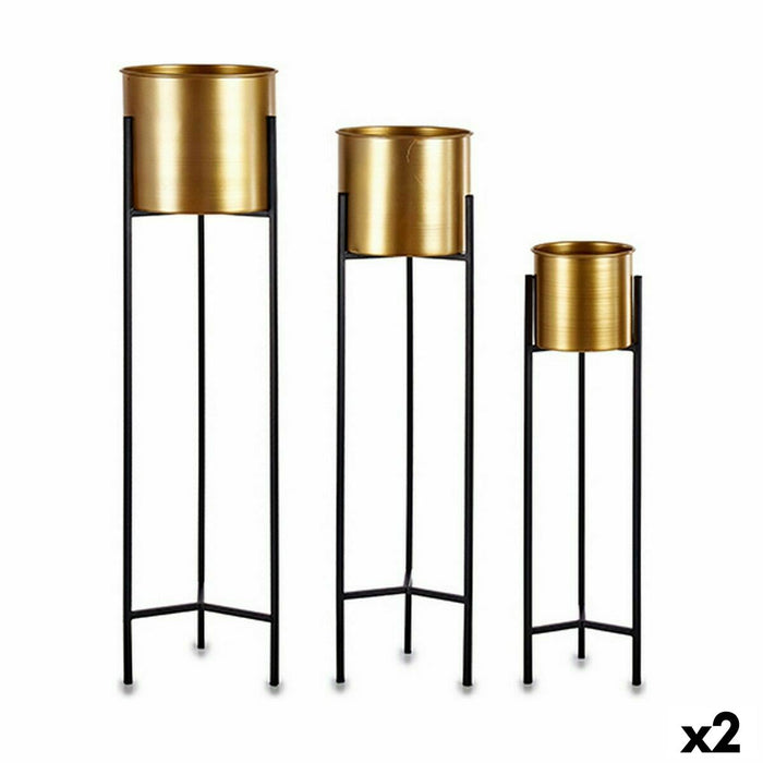 Set de jardiniere Negru Auriu* Metal (2 Unități)