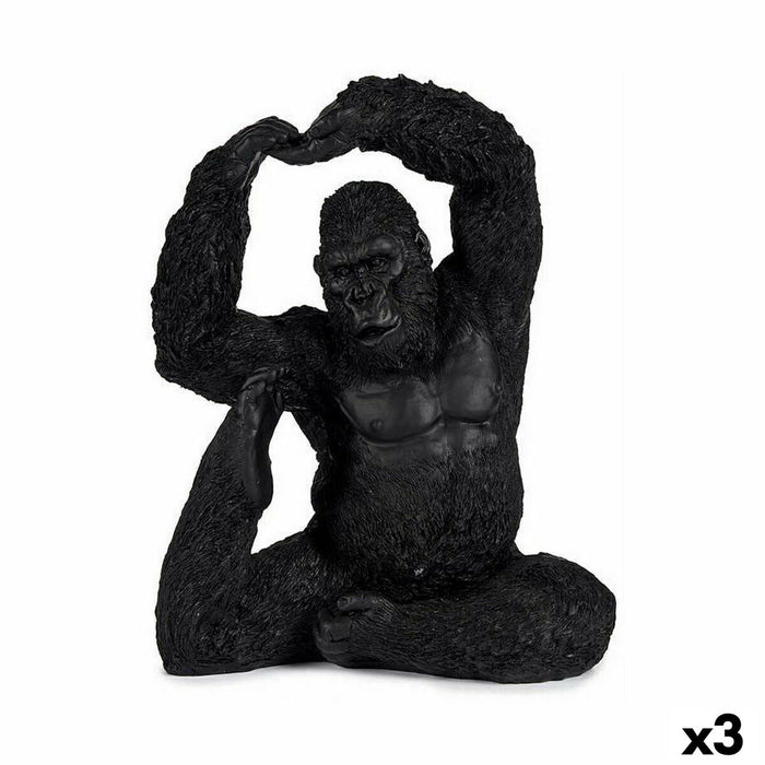 Figură Decorativă Yoga Gorilă Negru 15,2 x 31,5 x 26,5 cm (3 Unități)