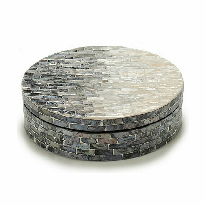 Cutie Decorativă Alb Negru Argintiu Sidef Plăci aglomerate 25 x 8,5 x 25 cm (4 Unități)