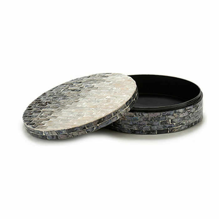 Cutie Decorativă Alb Negru Argintiu Sidef Plăci aglomerate 25 x 8,5 x 25 cm (4 Unități)