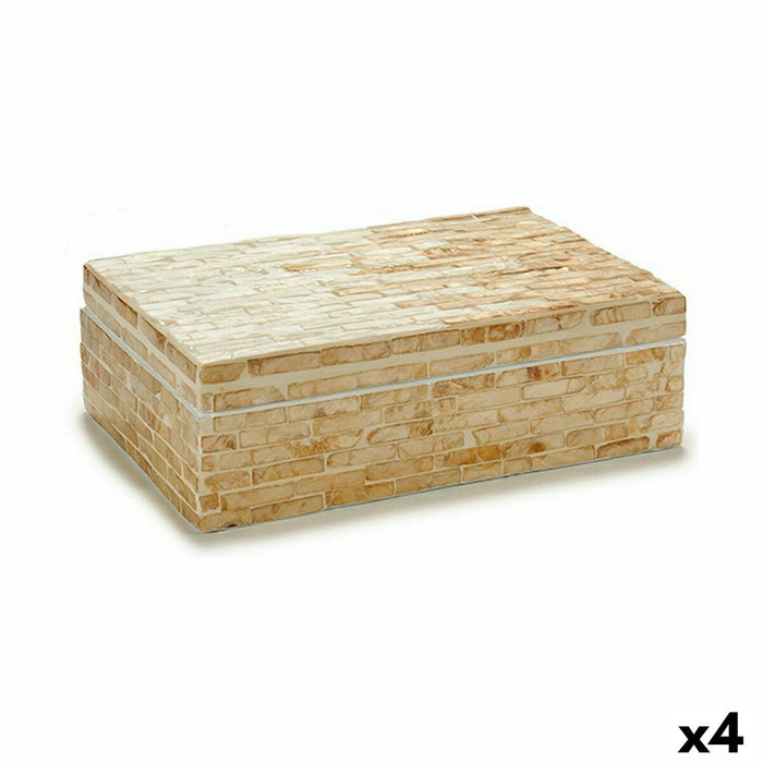 Cutie Decorativă Alb Bej Sidef Plăci aglomerate 15 x 7,2 x 25,2 cm (4 Unități)