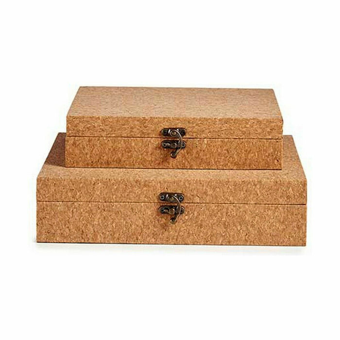 Set de Cutii Decorative Maro Plută Lemn MDF (6 Unități)