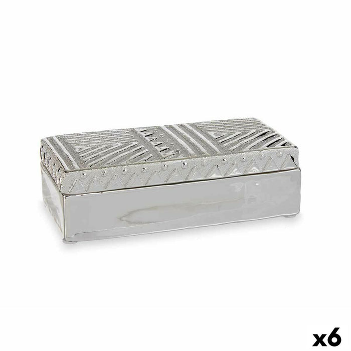 Casetă de Bijuterii Argintiu Ceramică 10,2 x 6,3 x 20,5 cm (6 Unități)