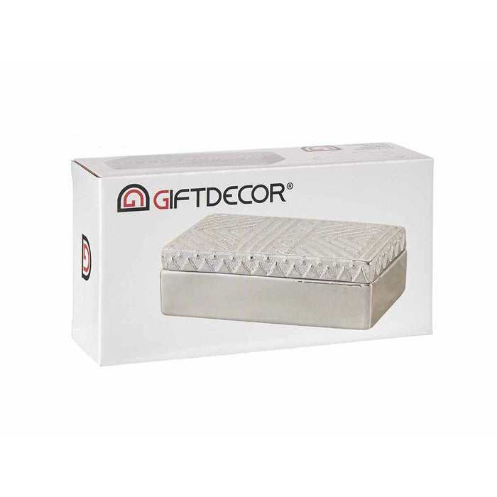 Casetă de Bijuterii Argintiu Ceramică 10,2 x 6,3 x 20,5 cm (6 Unități)