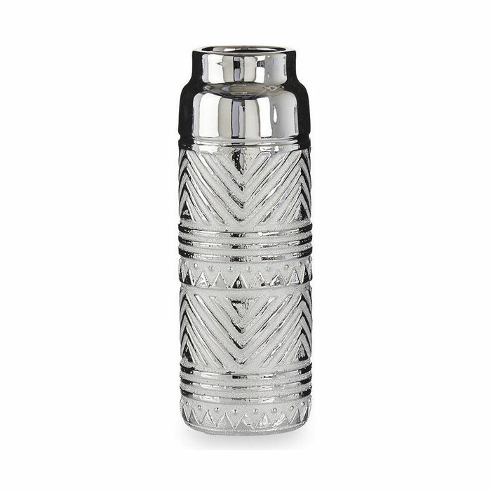 Vază Cilindru Dungi Argintiu Ceramică 10,5 x 30 x 10,5 cm (6 Unități)