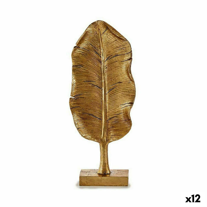 Figură Decorativă Frunza a unei plante Auriu* 6,5 x 33,3 x 10 cm (12 Unități)