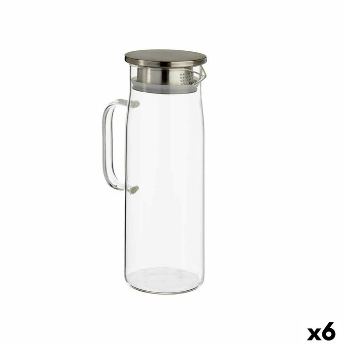 Carafă cu Capac și Dozator Transparent Oțel inoxidabil 1,2 L (6 Unități)