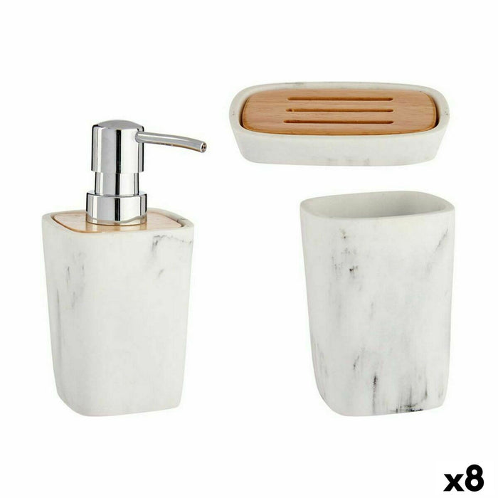 Set de Baie Alb Bambus Plastic (8 Unități)