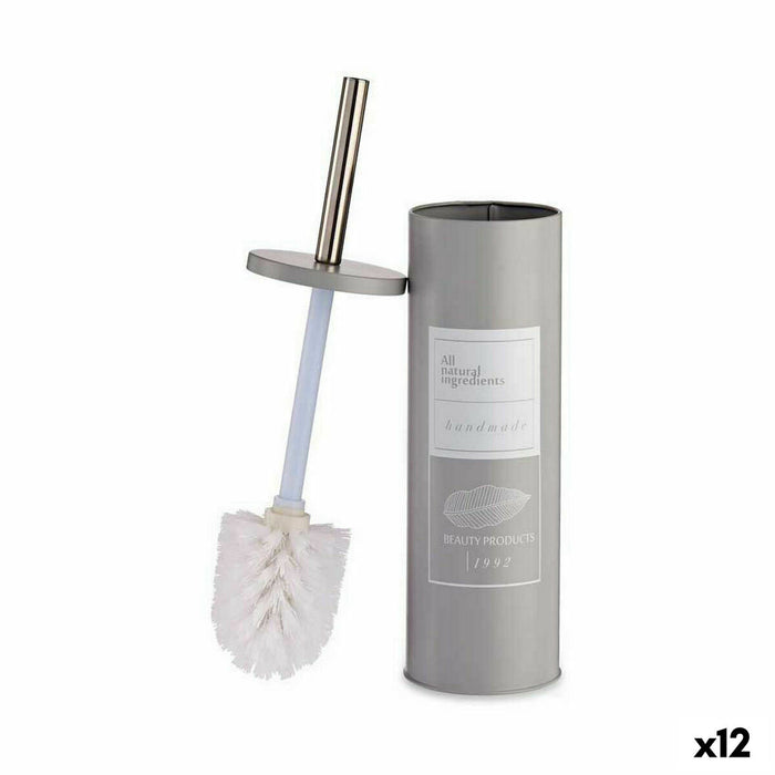 Perie pentru toaletă Beauty Products Alb Gri Oțel Plastic 9,5 x 37,5 x 9,5 cm (12 Unități)