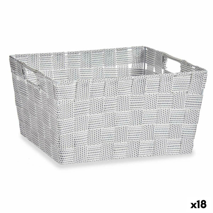 Coș Multifuncțional Alb Pânză 30,4 x 14 x 20 cm (18 Unități)