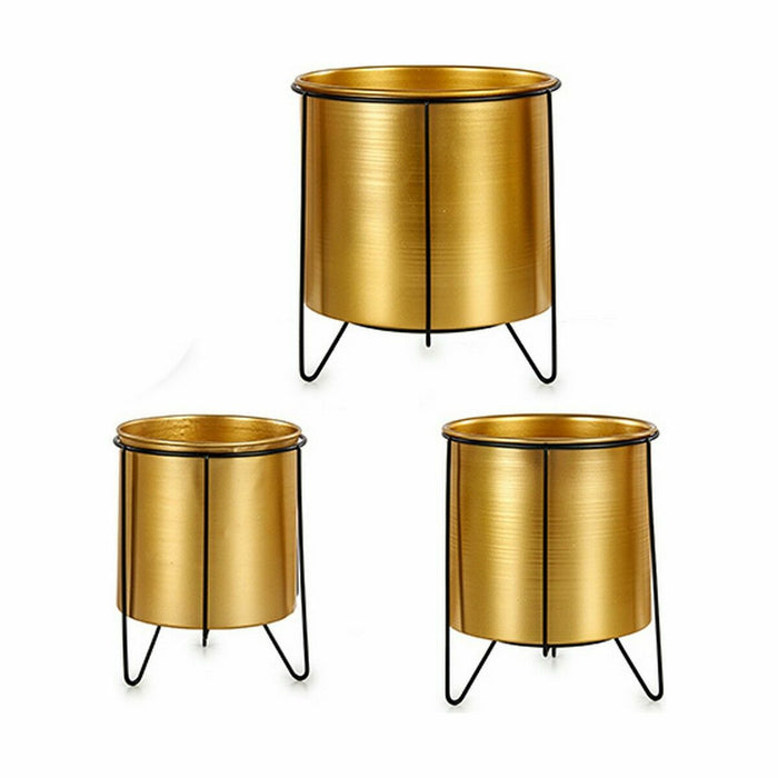 Set de jardiniere Negru Auriu* Metal (4 Unități)