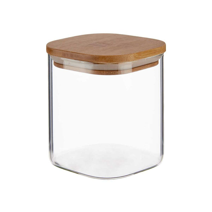 Borcan Transparent Bambus Sticlă borosilicată 880 ml 10,5 x 11,7 x 10,5 cm (12 Unități)
