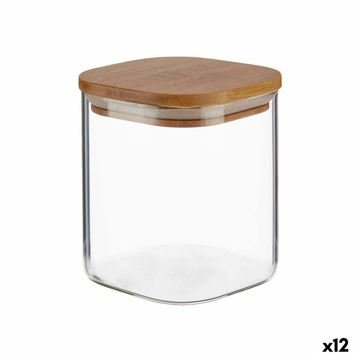 Borcan Transparent Bambus Sticlă borosilicată 880 ml 10,5 x 11,7 x 10,5 cm (12 Unități)