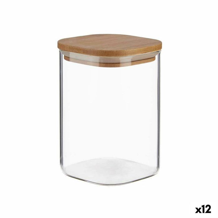 Borcan Transparent Bambus Sticlă borosilicată 1,2 L (12 Unități)