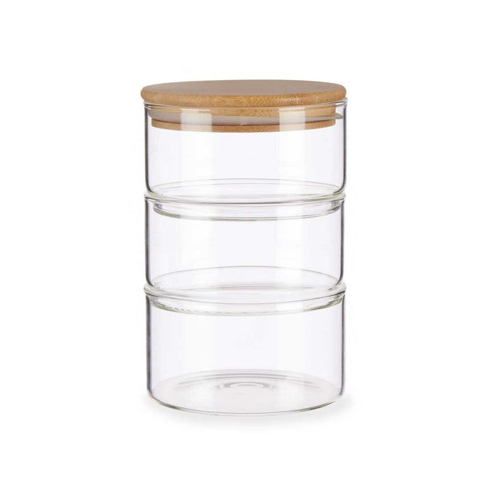 Set de recipiente de bucătărie ermetice Transparent Bambus 1,2 L 11,2 x 17,5 x 11,2 cm (8 Unități)