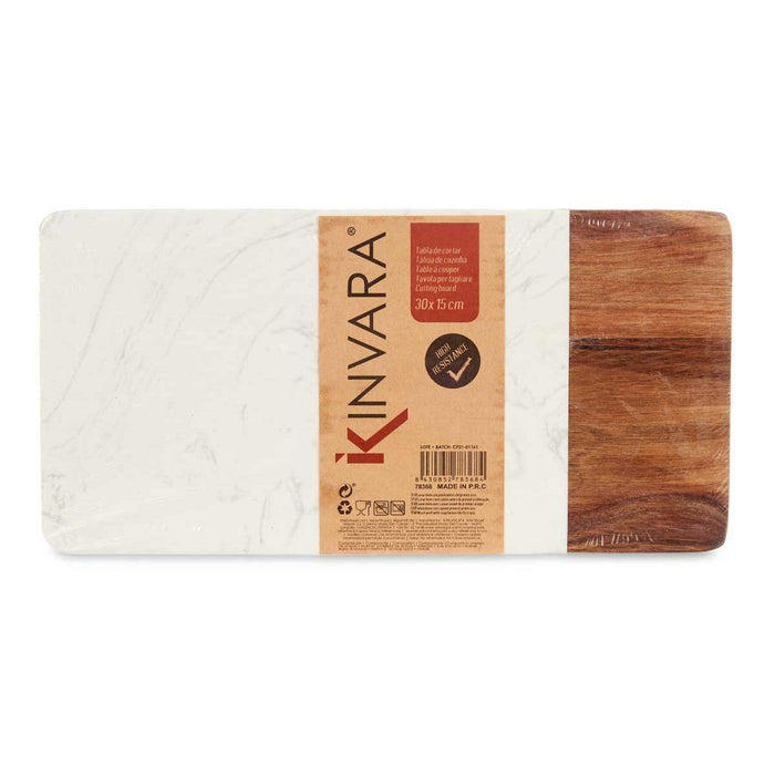 Masă de tăiat Alb Marmură Lemn de salcâm 15 x 1,3 x 30 cm (8 Unități)