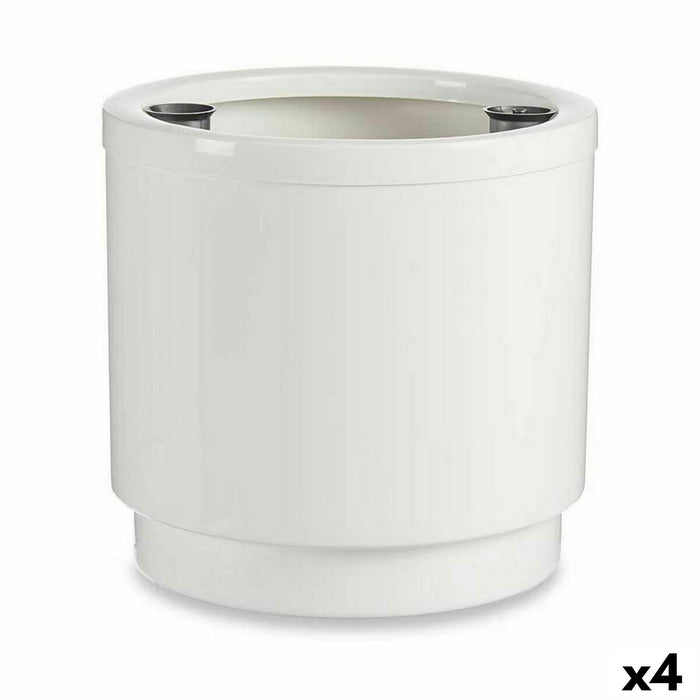 Ghiveci cu auto-udare Alb polipropilenă 32 x 30,5 x 32 cm (4 Unități)