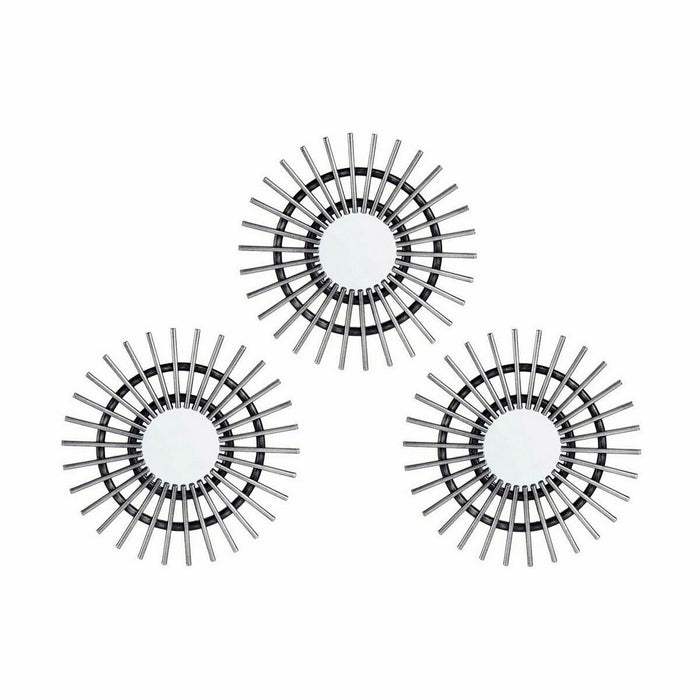 Set de Oglinzi Spic (de grâu) Negru Argintiu Plastic 25 x 1,5 x 25 cm (6 Unități)