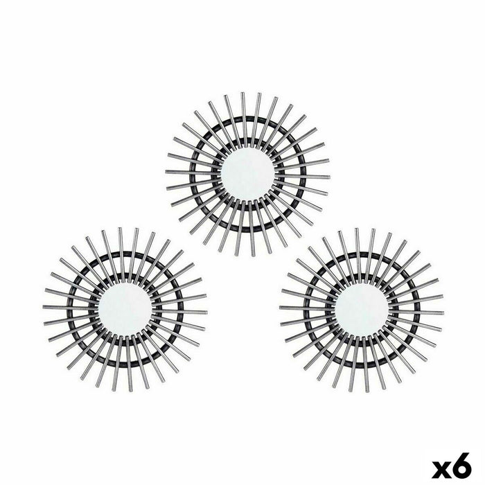 Set de Oglinzi Spic (de grâu) Negru Argintiu Plastic 25 x 1,5 x 25 cm (6 Unități)