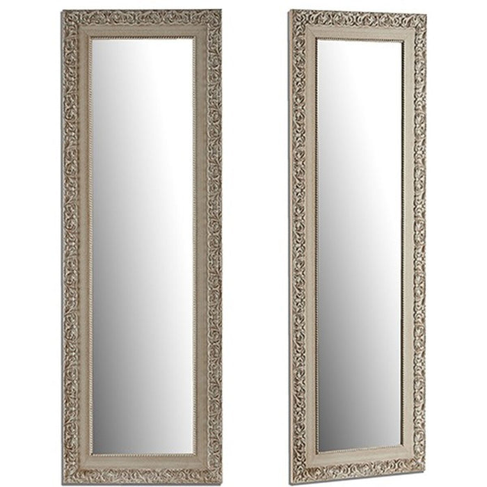 Oglindă de perete Alb Lemn Sticlă 45,5 x 136 x 1,5 cm (2 Unități)