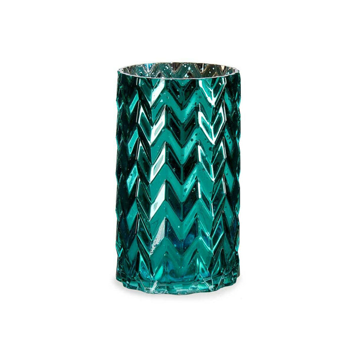 Vază Gravare Spic (de grâu) Turquoise Geam 11,3 x 19,5 x 11,3 cm (6 Unități)