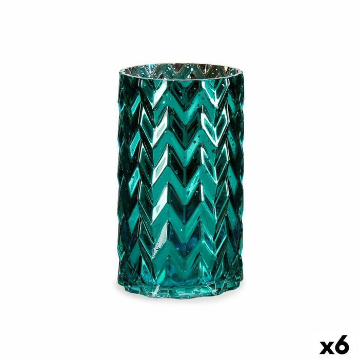 Vază Gravare Spic (de grâu) Turquoise Geam 11,3 x 19,5 x 11,3 cm (6 Unități)