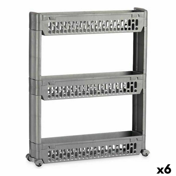 Raft Cu roți Gri Plastic 54,5 x 13 x 67 cm (6 Unități)